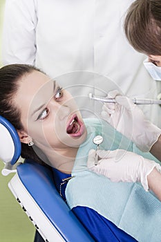 Patient is afraid of dentist drill