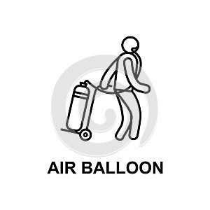 patient with air balloon icon. Element of treatment with name for mobile concept and web apps. Thin line patient with air balloon