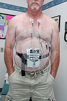 Patient attached to 12-lead EKG