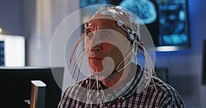 Patient being tested during EEG examination