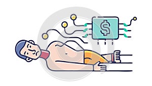 Patient with Brain-Computer Interface Sensors Vector Art, vector design Generative AI