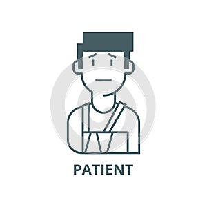 Patient,broken hand vector line icon, linear concept, outline sign, symbol