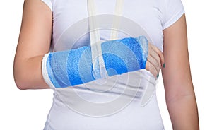 Patient with a cast on arm