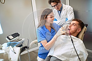 Patient at dentist having toothache