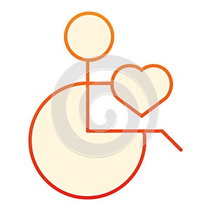 Patient on disability carriage flat icon. Man on a wheelchair orange icons in trendy flat style. Disabled man gradient