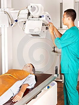 Patient with doctor radiologist. photo