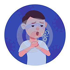 Patient with dyspnea, breathless colorful pictogram.