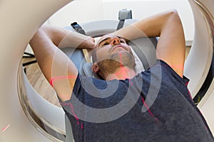Patient examined in tomography CT at radiology