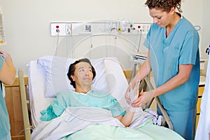 Patient giving nurse a smile