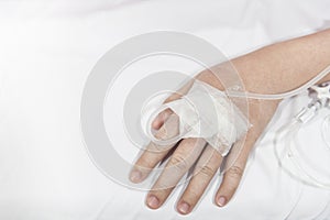 The patient is giving the saline solution photo