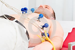 Patient having ECG in surgery