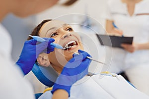 Patient having medical procedure of dentist