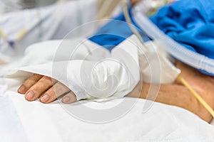 Patient in the hospital with incontinent pad