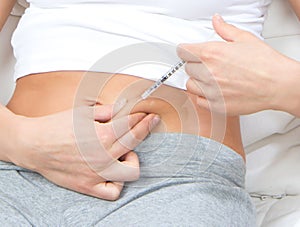 Patient insulin abdomen subcutaneous syringe injection