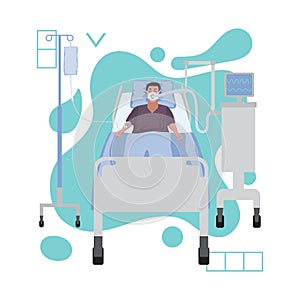 Patient in intensive care with a ventilator. Abstract pattern