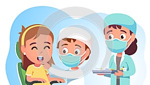 Patient kid visiting dentist. Dental checkup