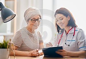 Patient listening to doctor