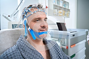 Patient in a medical clinic on an EEG - electroencephalography
