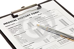 Patient medical history form