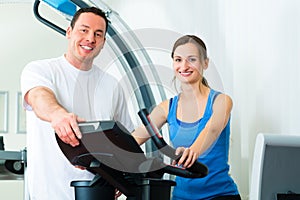 Patient at the physiotherapy doing physical therapy