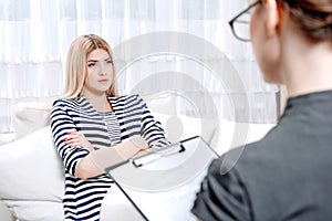 Patient at psychological therapy session