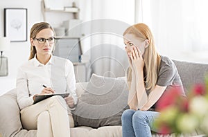 Patient at psychological therapy session
