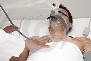 Patient receives artificial ventilation