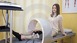 Patient receives magnetic therapy at the