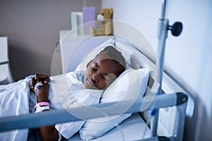 Patient sleeping on the bed