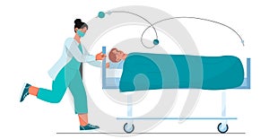 Patient on stretcher vector concept