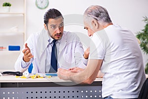 Patient suffering from diabetes visiting doctor