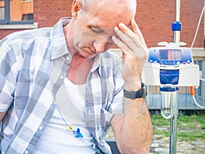 Patient undergoing chemo treatment sadness alone photo