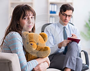 Patient visiting psychiatrist doctor for examination