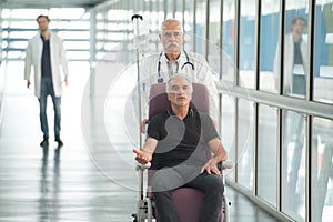 Patient on wheelchair in hospital