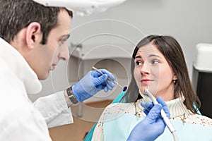 Patient woman at a dentist appointment