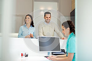 Patients consulting the dentist at dental clinic