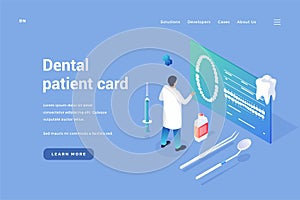 Patients digital dentistry card. Dentist examines clients dental tomograms on online healthcare document