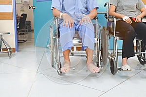 Patients in wheel-chair at the hospital.