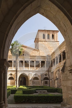 patio through the arch, monastery of Santa MarÃÂ­a de Huerta, Soria, Spain photo