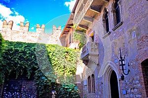 Patio and balcony of Romeo and Juliet house in Verona