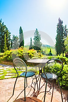 Patio of a country house in Tuscany, Italy