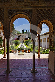 Patio de la Acequia in the monumental Alhambra in Granada, in Spain photo