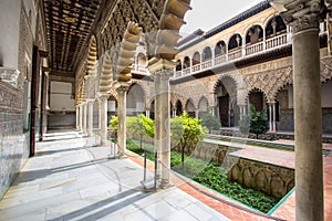 Patio de las Doncellas in Royal palace of Seville, Spain