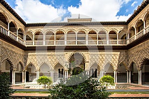 Patio de las Doncellas in Royal palace of Seville, Spain