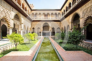 Patio de las Doncellas in Royal palace of Seville, Spain