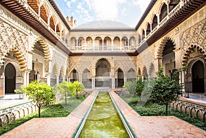 Patio de las Doncellas in Royal palace of Seville, Spain