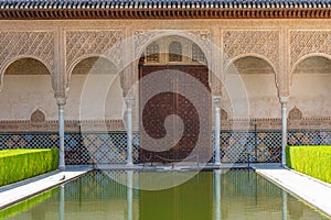 Patio de los Arrayanes inside of Nasrid Palace at Alhambra, Granada, Spain photo