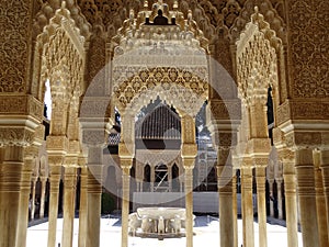 Patio de los Leones in Alhambra. Granada, Spain.