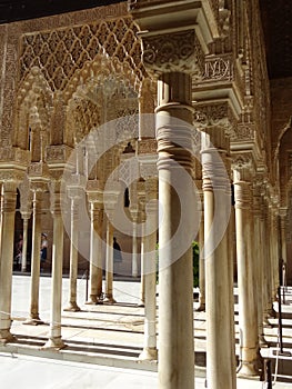 Patio de los Leones in Alhambra. Granada, Spain.