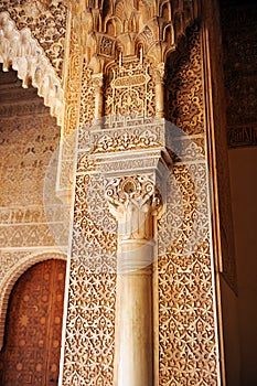 Patio de los Leones, Alhambra palace in Granada, Spain